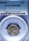 1916-D Lincoln cent  PCGS MS 64 Brown