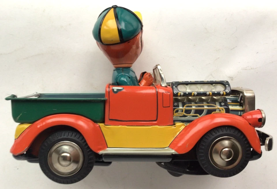 Camión de granja misterioso pistón acción Bump & Go lata litografía batería Op Nomura de colección Japón Foto 4 de 4