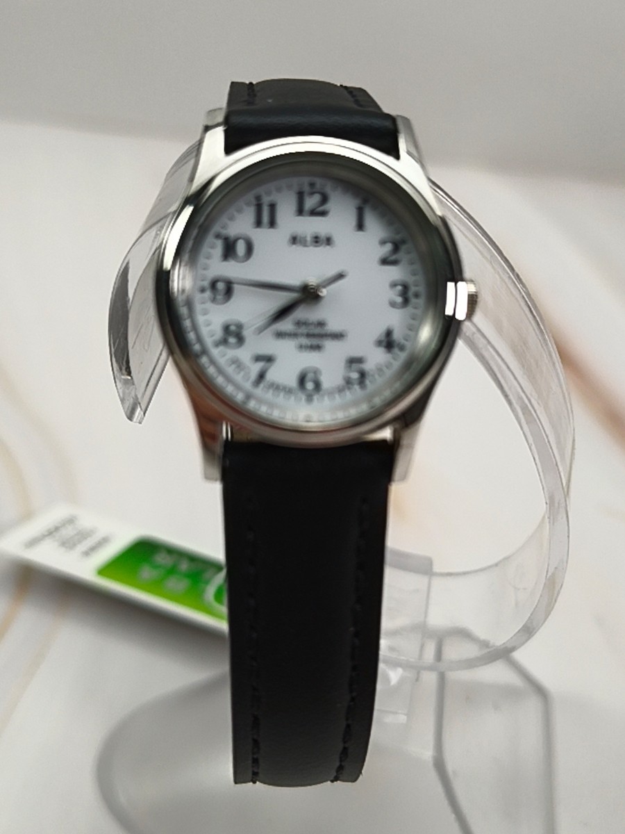 Watch 5.Seiko Ladies Stainless Alba White Solar Dial AEGD543 Steel Leather - vintagewatches.pk