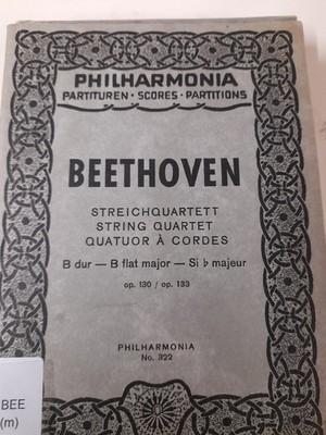 BEETHOVEN /STREICHQUARTETT B-DUR / Edition PHILHARMONIA Taschenpartitur