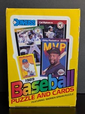 1989 DONRUSS MAJOR LEAGUE BASEBALL FULL WAX PACK BOX PUZZLE AND CARDS