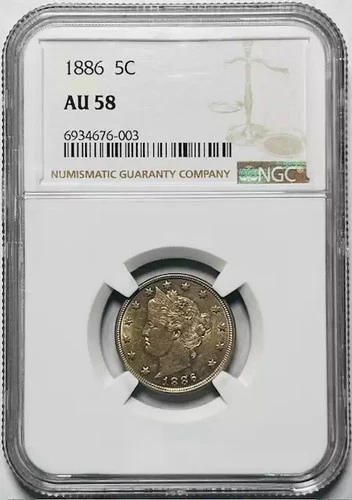 1886 Liberty Head Nickel NGC AU-58