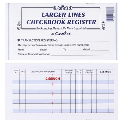 Larger Lines 20 Pack Checkbook Register, Check Registers for Personal 20PCS 