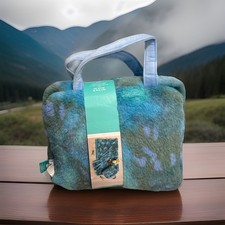 Pillowfort Teal and Aqua Plush Tote Bag Throw Set