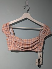 We Are We Wear Eco Penny Square Neck Bikini Top | Size S (UK 8/10) | Check | NWT