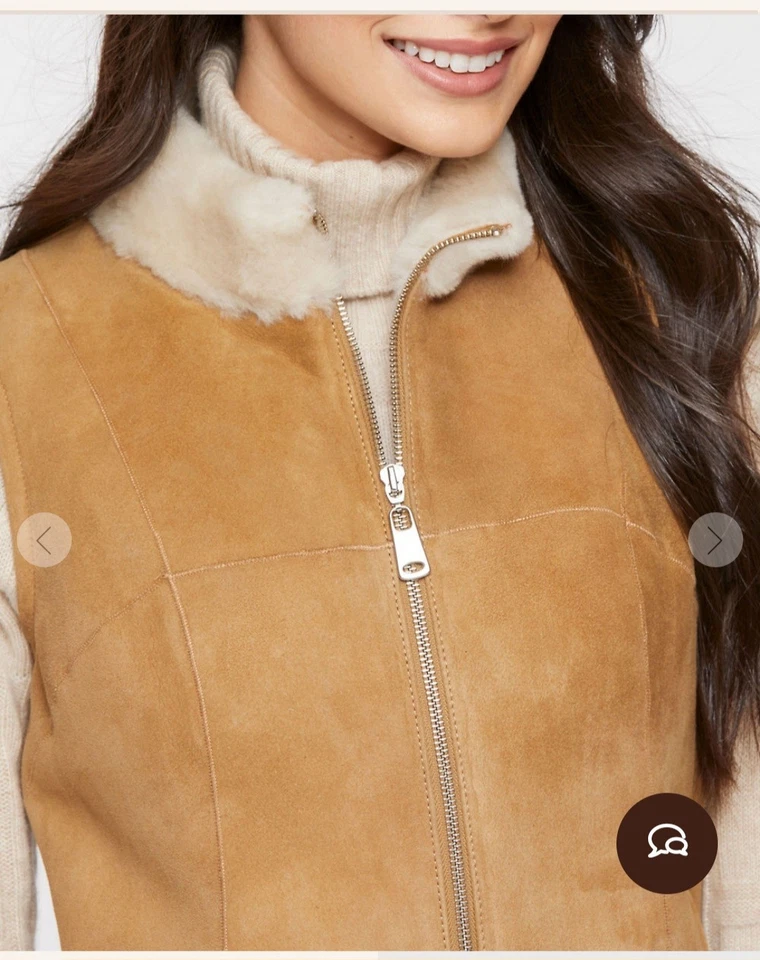 Overland Paige 23in Shearling Vest Xs Camel/cream Sheepskin  - Image 3 of 4