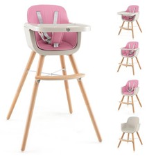 3-in-1 Convertible Baby High Chair with Removable Tray, Adjustable Legs,