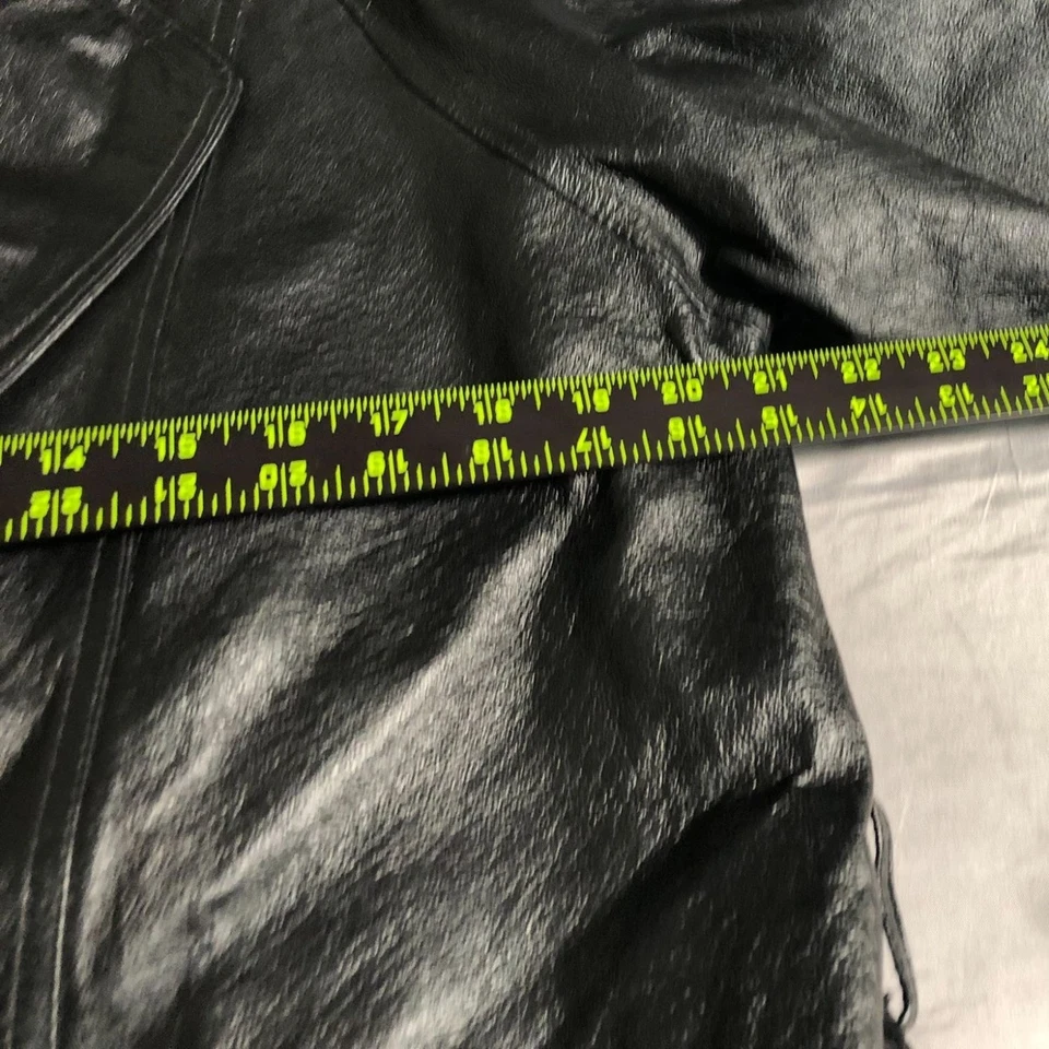 Comint женщин длинный кожаный плащ средний одна кнопка черный классический воротник - Изображение 4 из 4