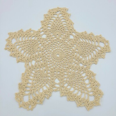 Vintage Handmade Doily Crotchet Pineapple Point Star Boho Small Light Tan Beige