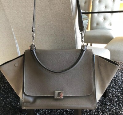 100% AUTHENTIC CELINE Medium Trapeze Shoulder Bag in Suede Leather