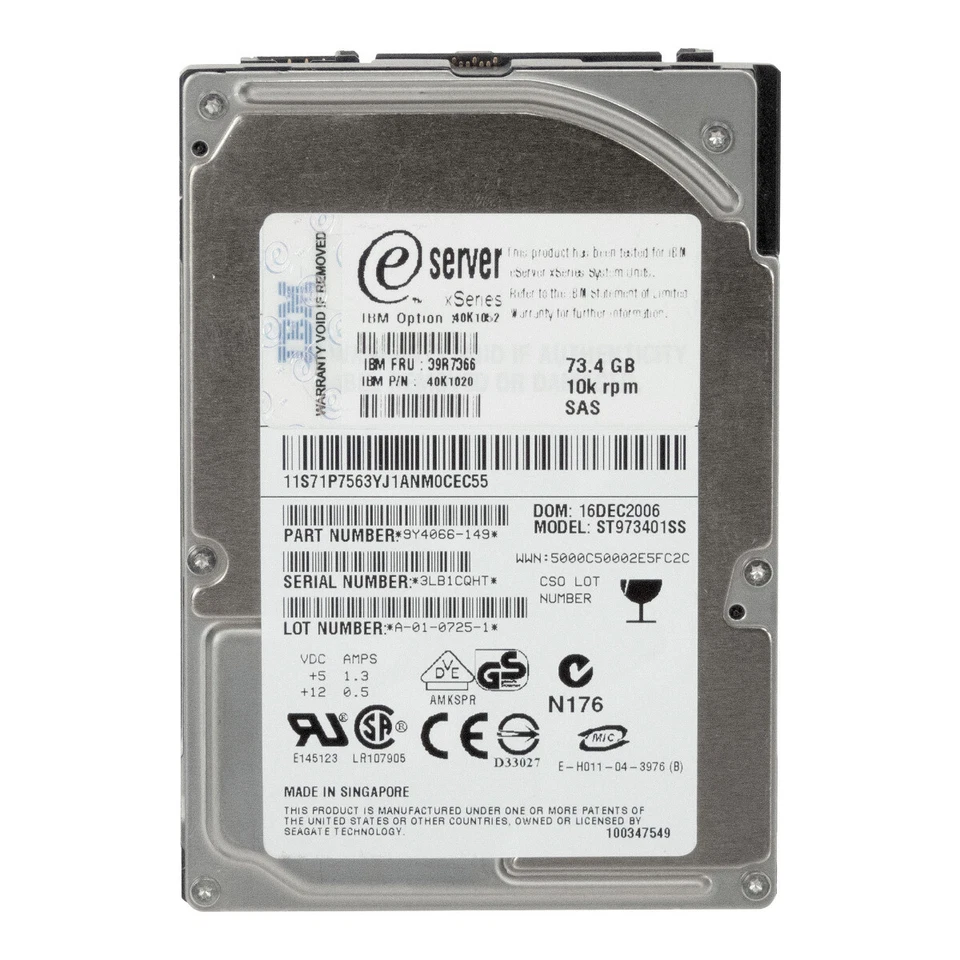 Disco Rigido IBM 39R7366 40K1020 ST973401SS 73GB 10K 8MB SAS 2.5'' - Immagine 3 di 3