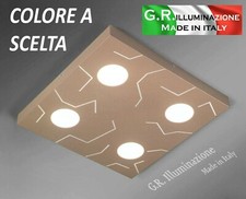PLAFONIERA MODERNA A LED 4 LUCI SABBIA d. 40x40 cm LAMPADARIO DA SOFFITTO Vicky