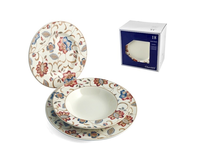 Servizio di Piatti da Tavola in Ceramica Jacobean 18 Pezzi Churchill