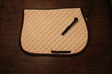Dover White Square Saddle Pad With Trim and Piping Green and Burgundy 
