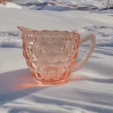Vintage 1930s Jeanette Pink Depression Glass Cube/Cubist Creamer 3 oz.