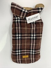 Dog Vest Plaid Kuoser Cozy Waterproof Reversible Brit Style - Brown - Small