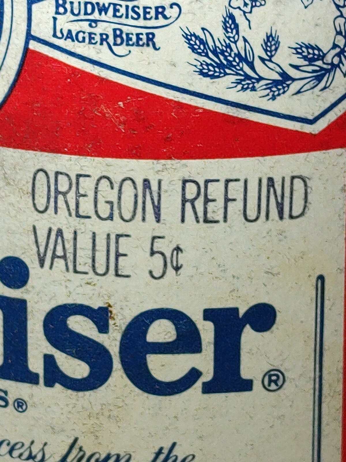 7 Oz Budweiser Bottle Organ Refund Value $0.05