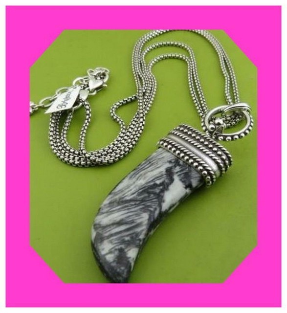 BRIGHTON CORNICELLO Horn Claw Silver CONVERTIBLE Pendant Necklace NWtag $88