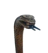 Wooden walking stick hand carved cobra snake handmade walking cane animal