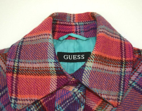 GUESS Western Coat VTG 80s 90s Women's Mauve Plaid Western Coat XS Cobain Grunge - Picture 2 of 12