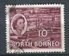 NORTH BORNEO; 1954 early QEII Pictorial issue fine used 10c. value