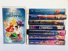 Lot Of 8 Disney VHS Black Diamond Tramp Cinderella Little Mermaid Beast Aladdin