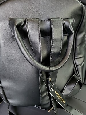 London Fog Quilted Black Backpack NEW London Fog Backpack Marion Nylon Quilted Black Gold  main image 3