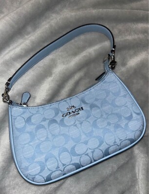 brand new without tags blue denim coach teri purse