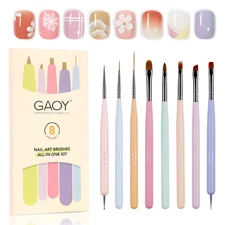 8 Pcs Nail Brushes for Nail Art, Nail Design Tools for Nail Detail Painting, Fre