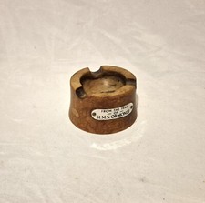 Original WW1 British Royal Navy HMS Ormonde Teak Trench Art Ashtray