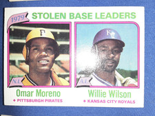 1980 Topps 1979 Stolen Base Leaders Omar Moreno/Willie Wilson 204 Pirates Royals