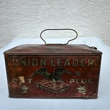 Antique Union Leader Cut Plug Tobacco Tin 1900’s