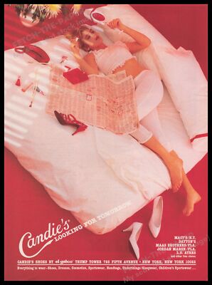 Candie's Shoes 1980s Print Advertisement Ad 1985 Legs Model on Bed