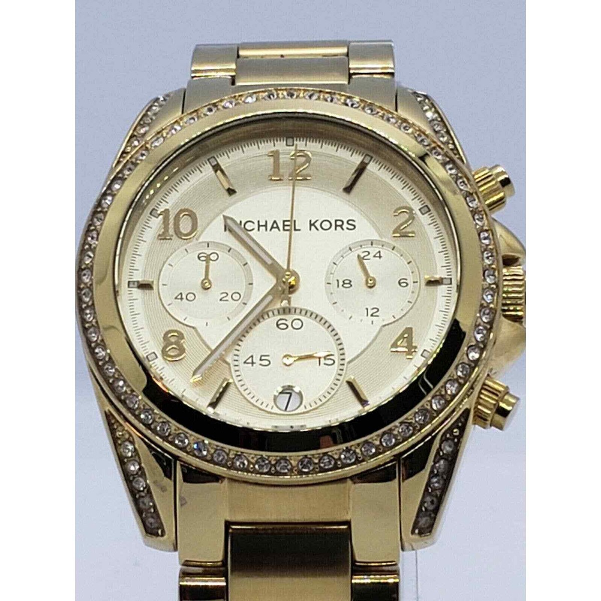 Michael Kors Golden Blair Glitz Chrono Gold Dial SS Quartz 