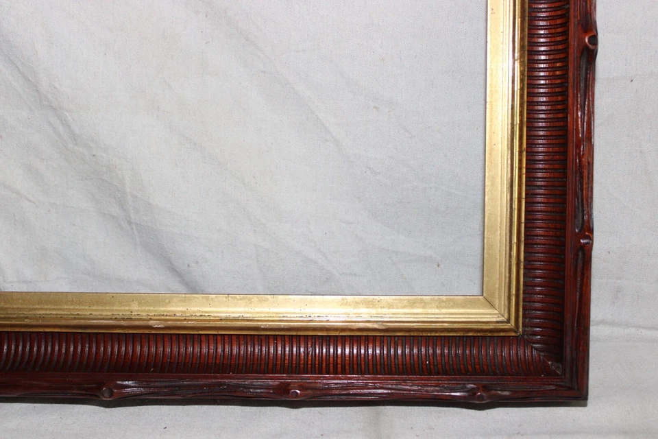 ANTIGUO MARCO DE FOTOS DE RÍO HUDSON 1860 APANALADO ORO DORADO MADERA DE NOGAL DORADO Foto 4 de 4