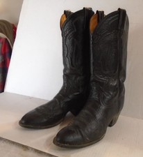 Tony Lama Men's Black Leather Western Cowboy Boots Size 8.5 D made in USA