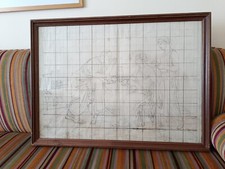 Antico Grande Disegno Scena Classica Mitologia Carta Prospettiva XIX secolo