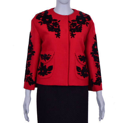 DOLCE & GABBANA RUNWAY Floral Baroque Coat Jacket Embroidery Red Black 06492 | eBay