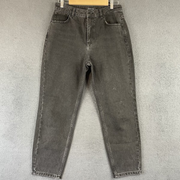 White Fox Women's High Rise Black Straight Leg Denim Barrel Jeans Size L