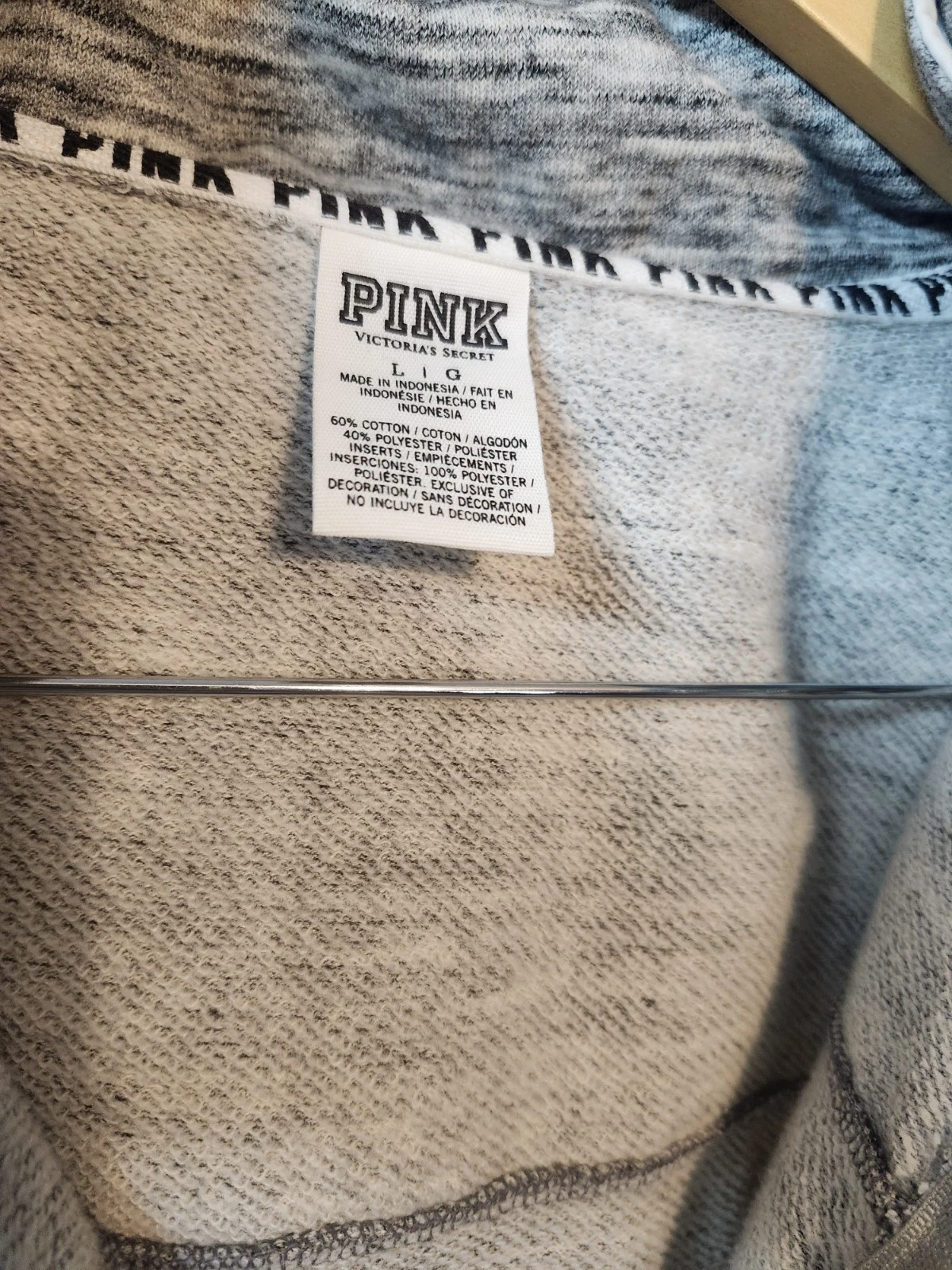 UNDERCOVER ROSA Victoria’s Secret Track Jacket Felpa con Cappuccio Pullover Quarto Zip Grigio Logo Taglia L