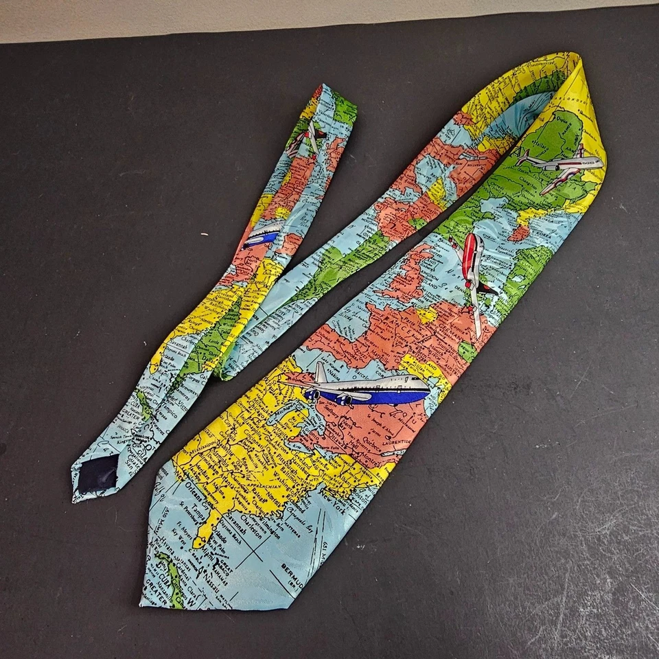 Corbata de avión Fratello hecha a mano mapa del mundo hecha en Corea excelente usada  Foto 2 de 4