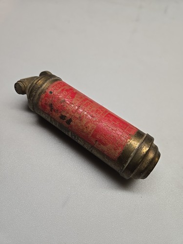 1940's-50's Presto CB Mini Brass Motorcycle Fire Extinguisher. 