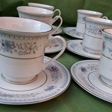 LiLing China Blue Floral Vine, Fine Chinaware 10 Duo Replacements Silver Rim