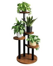Bamworld Plant Tables Indoor Corner Plant Stand Tall Metal Wood Plant Shelf O...