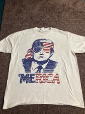 Trump 4th of July Merica Men Women USA American Flag T-Shirt X-Large, White