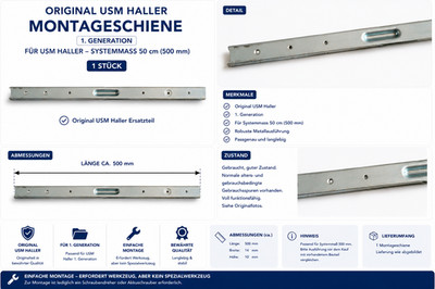 Original USM Haller Montageschiene 1. Generation 50 cm Systemmaß