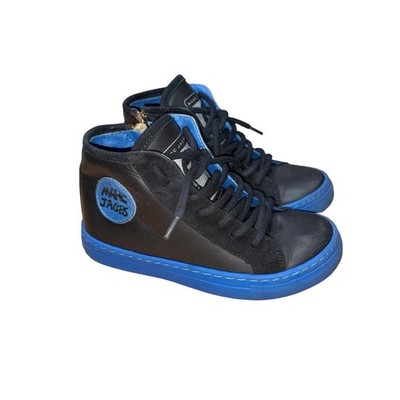 Little Marc Jacobs Black Blue Leather High Top Sneakers    Size: US 12.5 Kids