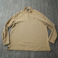Polo Ralph Lauren Sweatshirt Men Dune Tan Quarter Zip Pullover Estate Rib 2XL