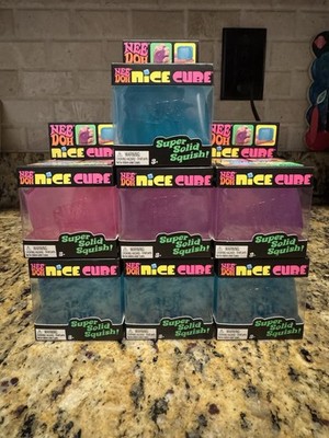 Nee Doh Nice Cube Squeeze Ball Super Squish Blue/Purple/Pink 100% AUTHENTIC