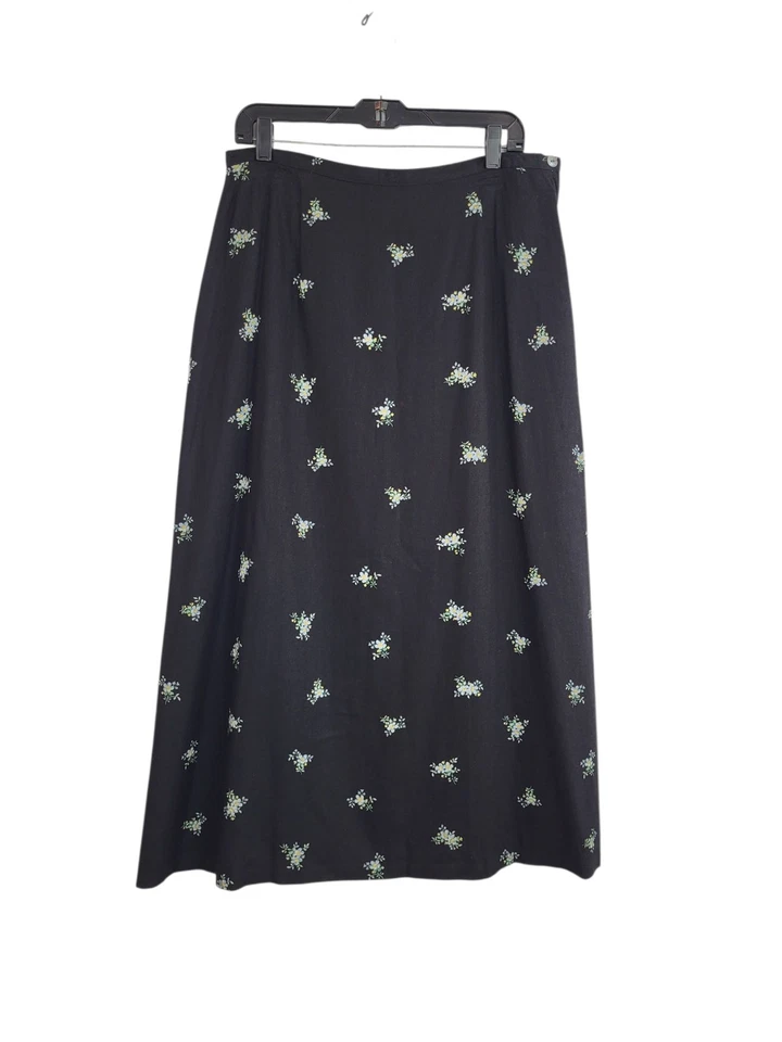 Maxi Falda De Colección Y2K Hada Grunge Gótica Negra Floral Mezcla de Lino 14 NUEVA Romántica Foto 3 de 4